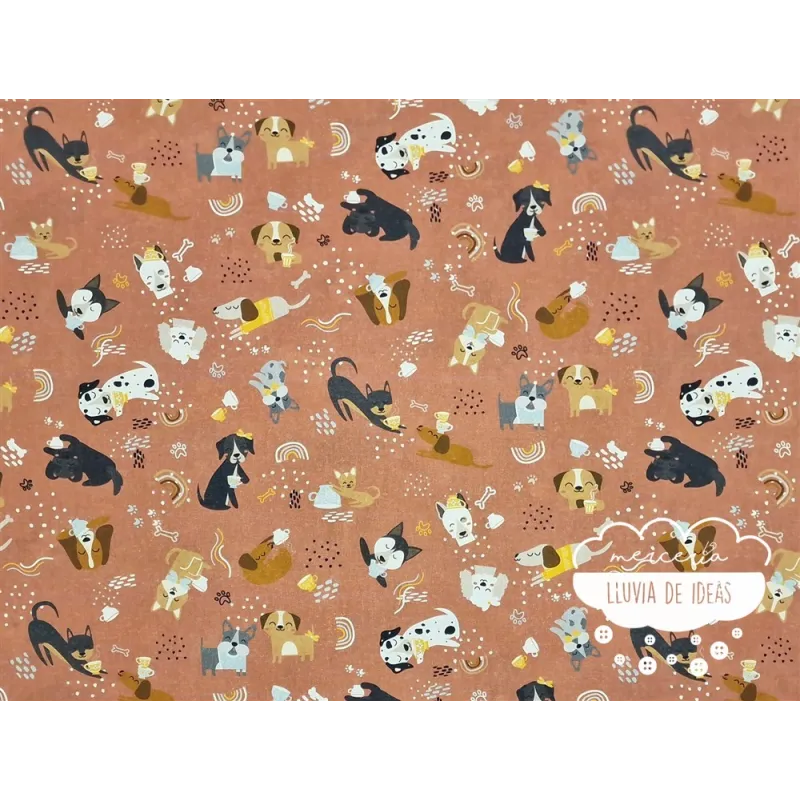Algodón infantil Perros Coffee