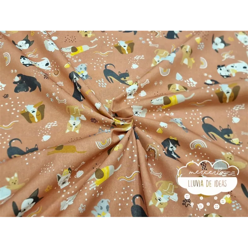 Algodón infantil Perros Coffee