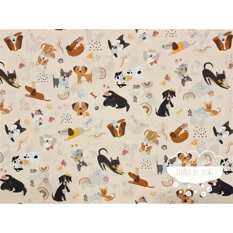 Algodón infantil Perros Coffee