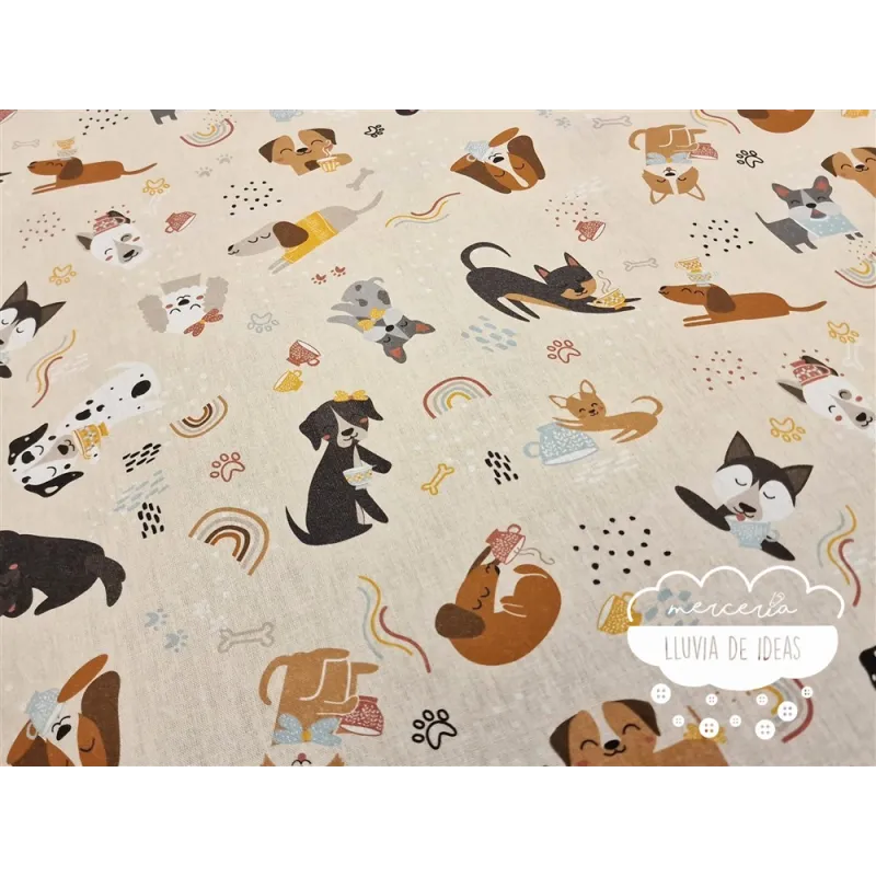 Algodón infantil Perros Coffee
