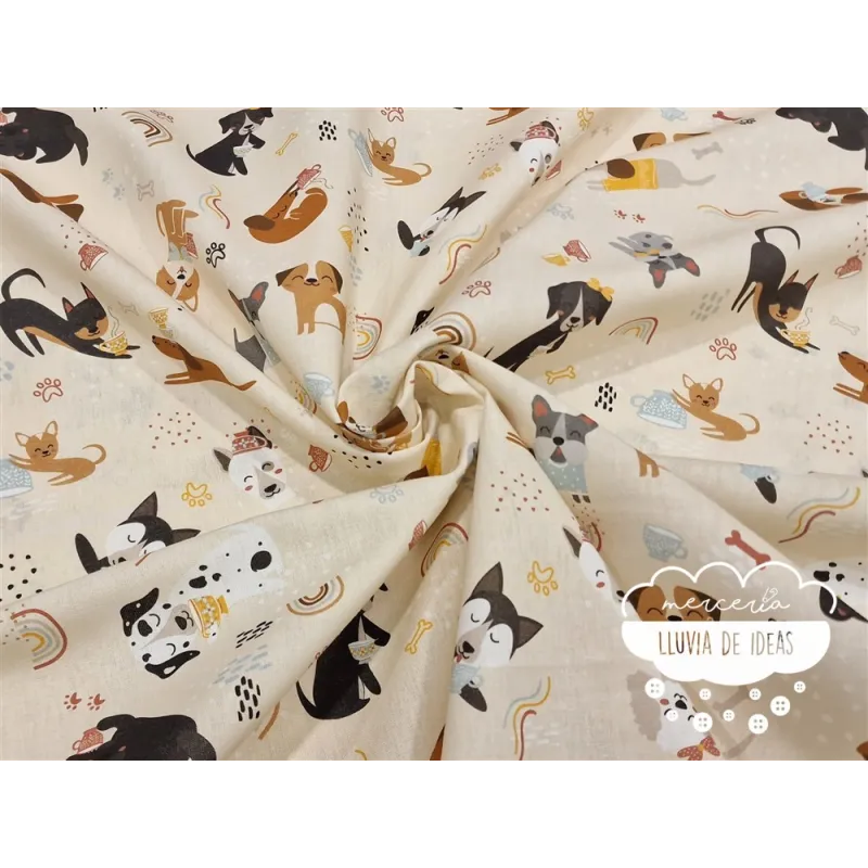 Algodón infantil Perros Coffee