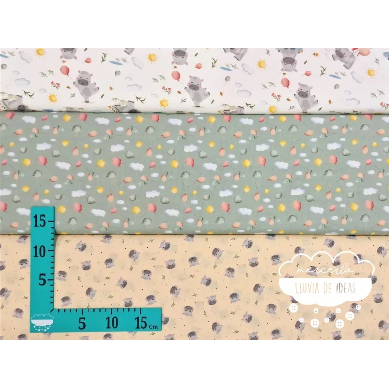 Algodón infantil Hipopótamos