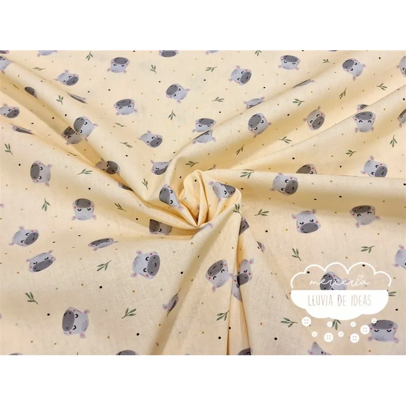 Algodón infantil Hipopótamos