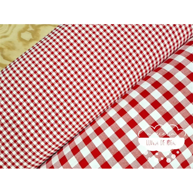 Seersucker vichy cuadros rojo y blanco
