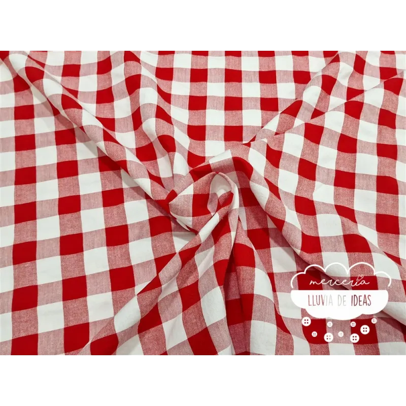 Seersucker vichy cuadros rojo y blanco