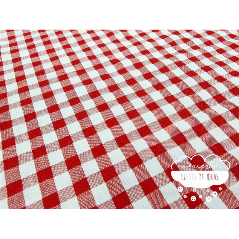 Seersucker vichy cuadros rojo y blanco
