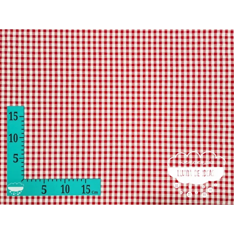 Seersucker vichy cuadros rojo y blanco