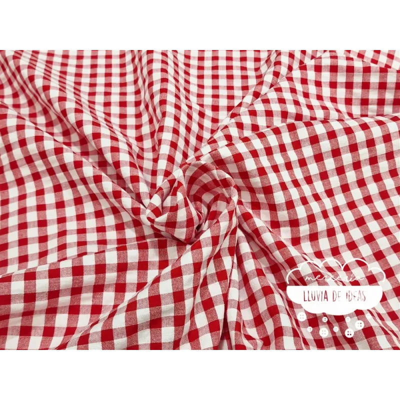 Seersucker vichy cuadros rojo y blanco