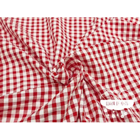 Seersucker vichy cuadros rojo y blanco