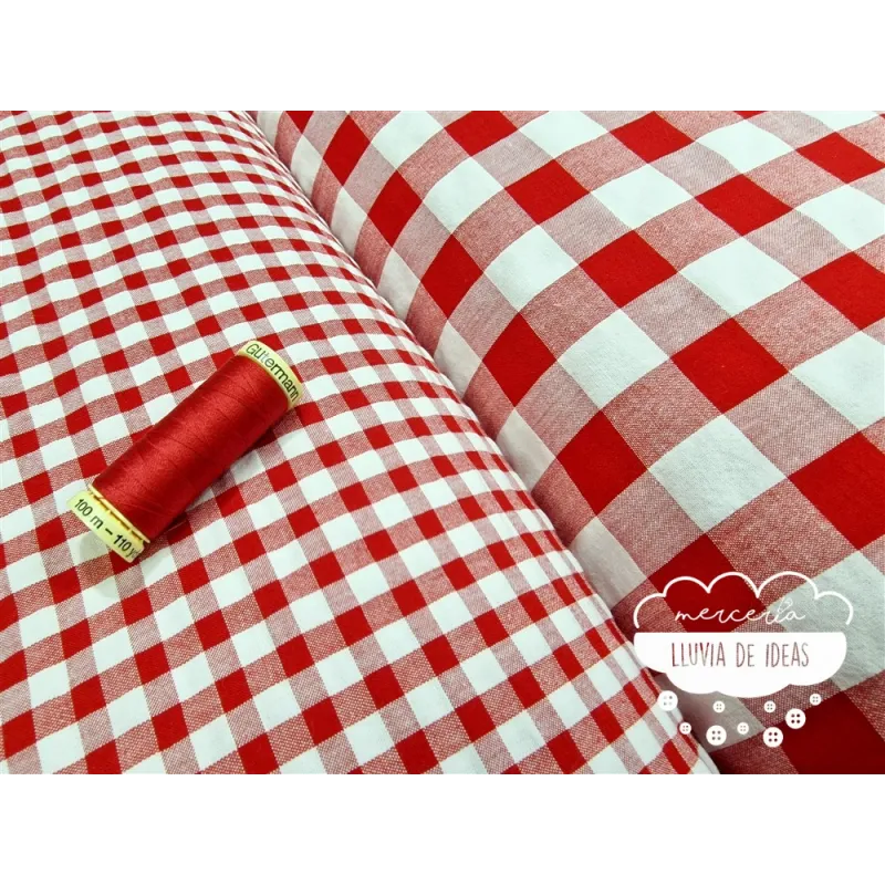 Seersucker vichy cuadros rojo y blanco