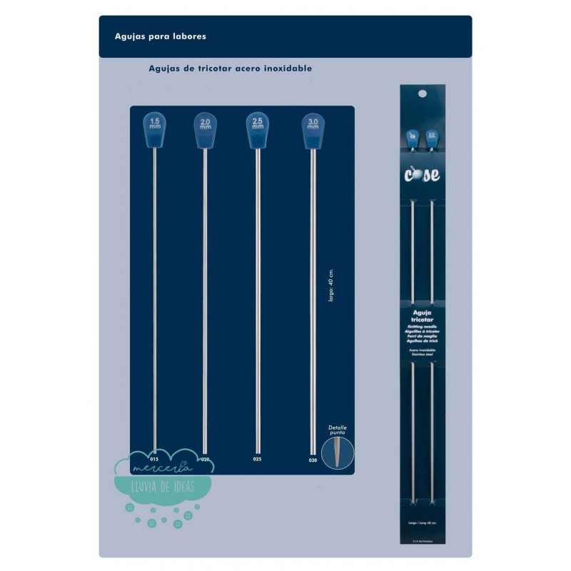 Aguja tricotar acero inoxidable 40 cm. - Cose