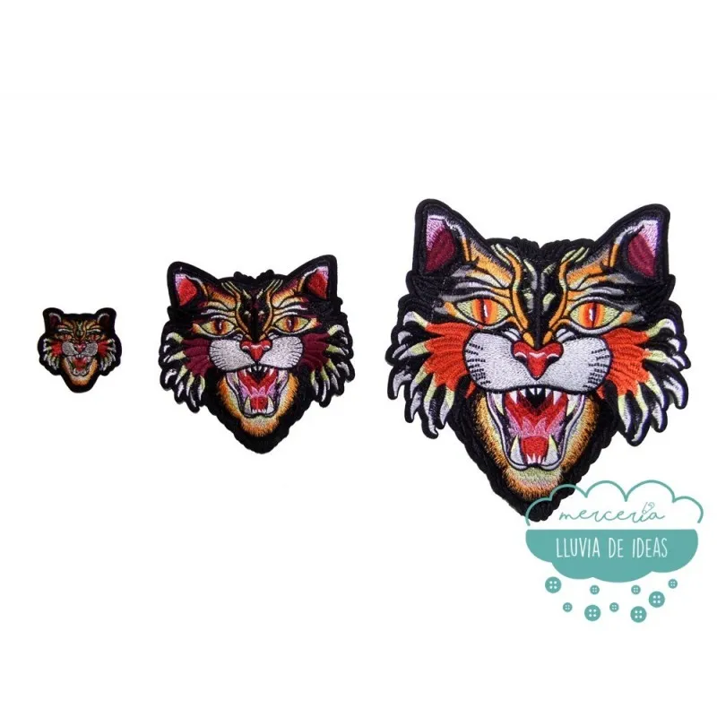 Parche bordado termoadhesivo - Gato Salvaje Mercería Lluvia de Ideas