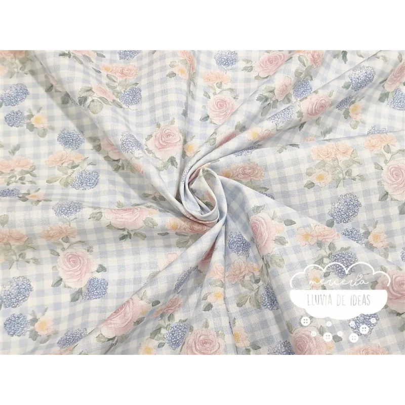 Algodón coordinado Hortensias