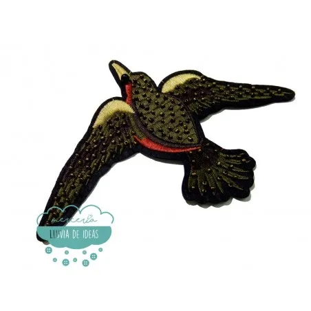 Parche bordado termoadhesivo - Pájaro con rocalla