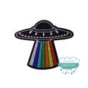 Parche bordado termoadhesivo - Ovni arco iris