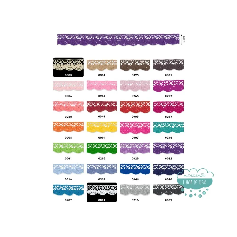 Puntilla bolillo 15 mm. Serie Candela 