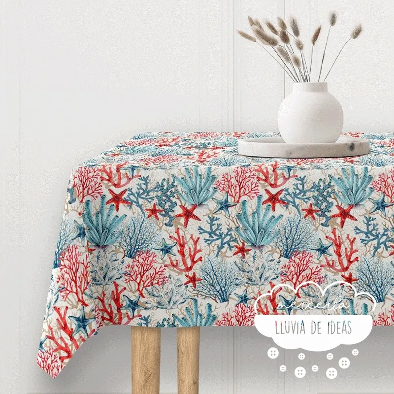 Mantelería antimanchas Corales