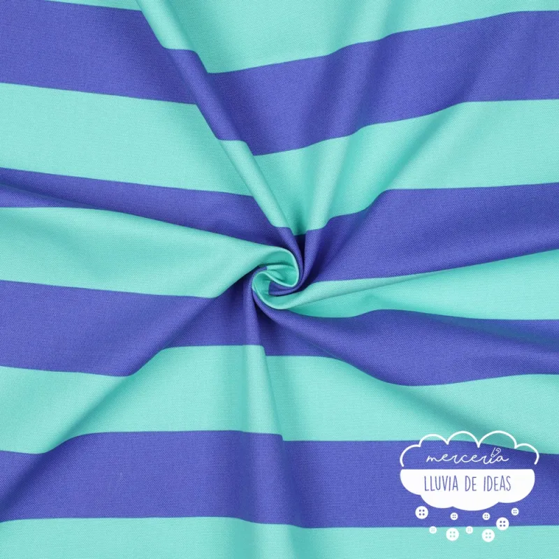 Canvas Rayas anchas Menta y azul
