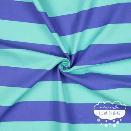 Canvas Rayas anchas Menta y azul