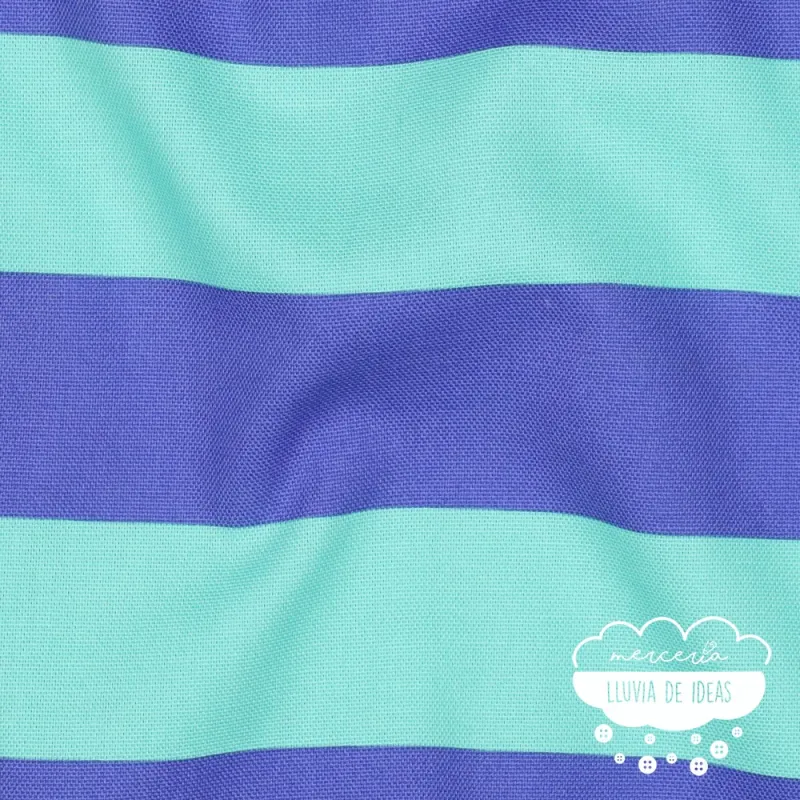 Canvas Rayas anchas Menta y azul