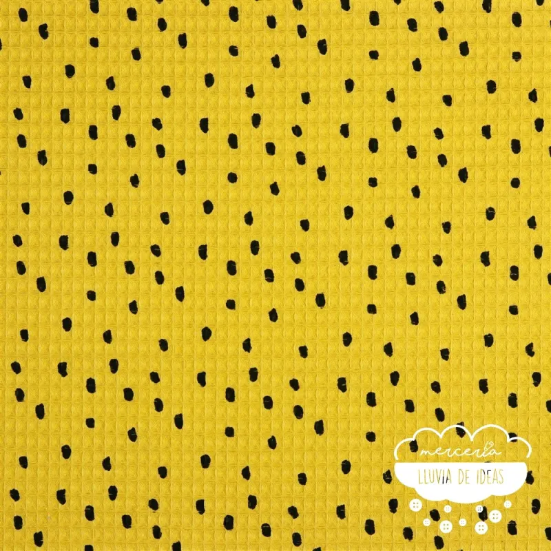 Waffle lunares fondo mostaza