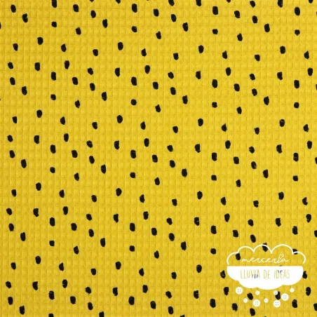 Waffle lunares fondo mostaza