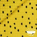 Waffle lunares fondo mostaza