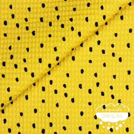 Waffle lunares fondo mostaza
