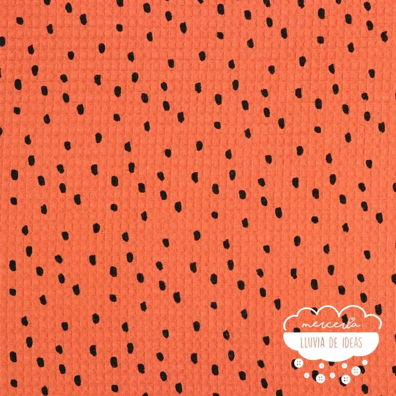 Waffle lunares fondo teja