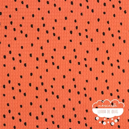 Waffle lunares fondo teja