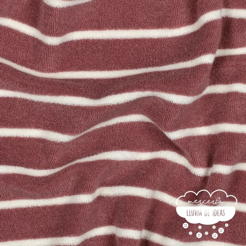 Punto rizo rayas Marsala oscuro