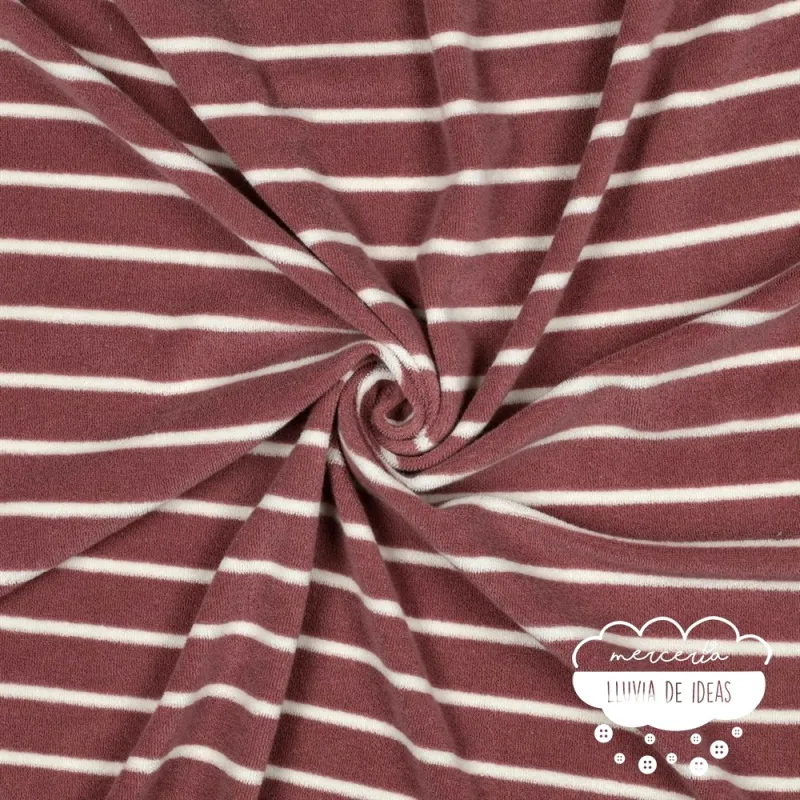 Punto rizo rayas Marsala oscuro
