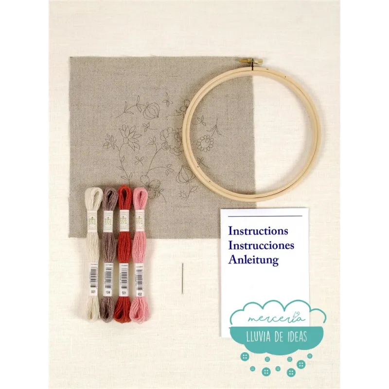 Kit bordado Flores Indias DMC
