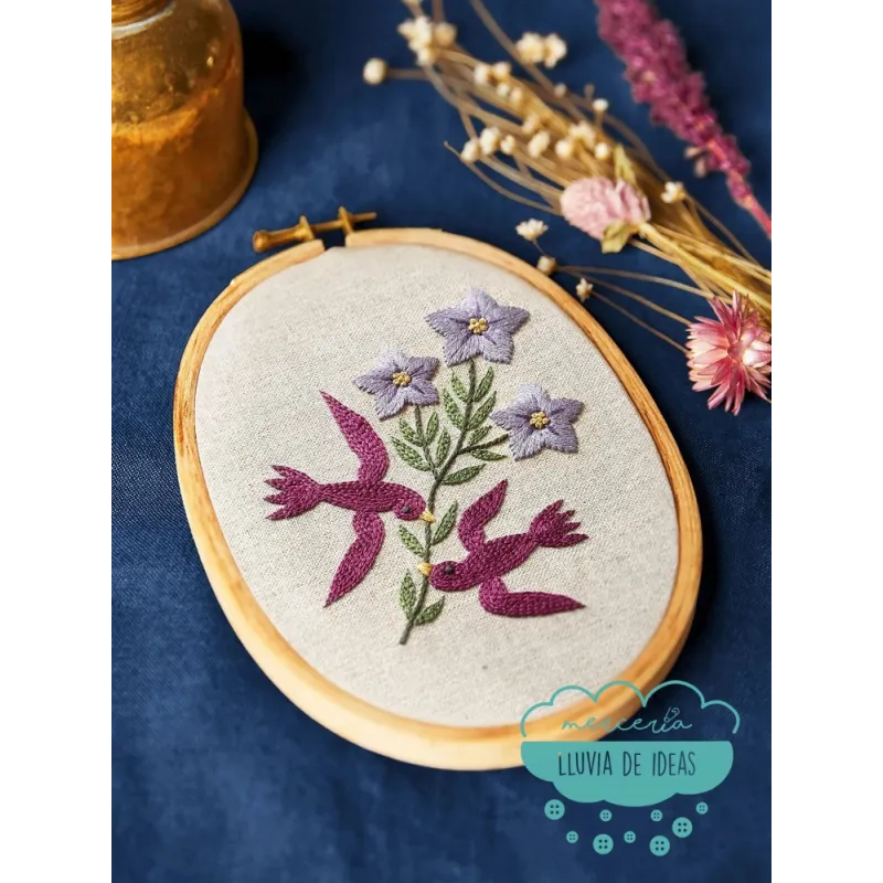 Kit bordado Pájaros y Flores Campanula DMC