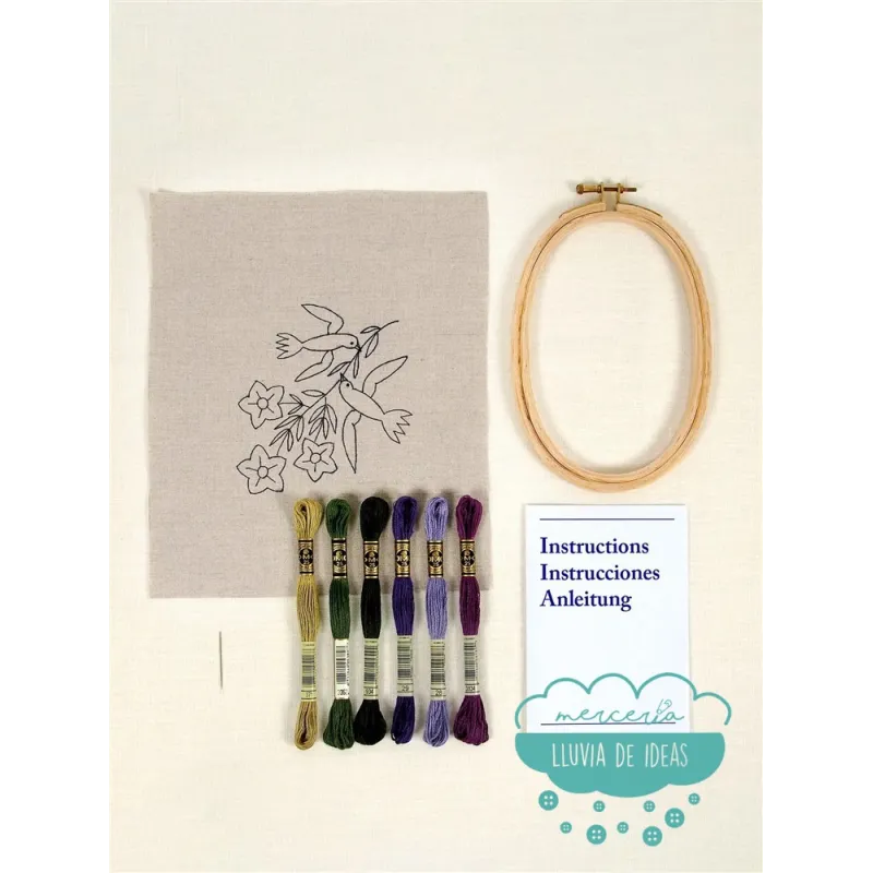 Kit bordado Pájaros y Flores Campanula DMC