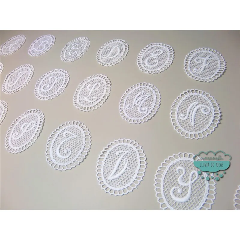 Aplicación - Letras de guipur Mercería Lluvia de Ideas