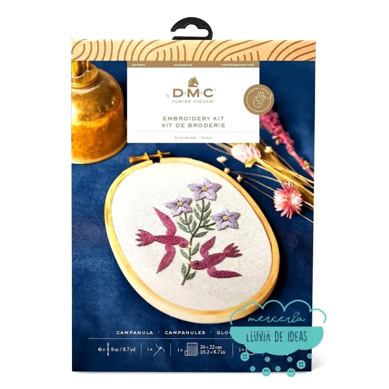 Kit bordado Pájaros y Flores Campanula DMC