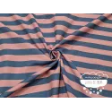 Tela de rayas bicolor marino y rosa empolvado