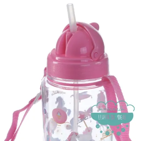 Botella infantil con correa y pajita Unicornios
