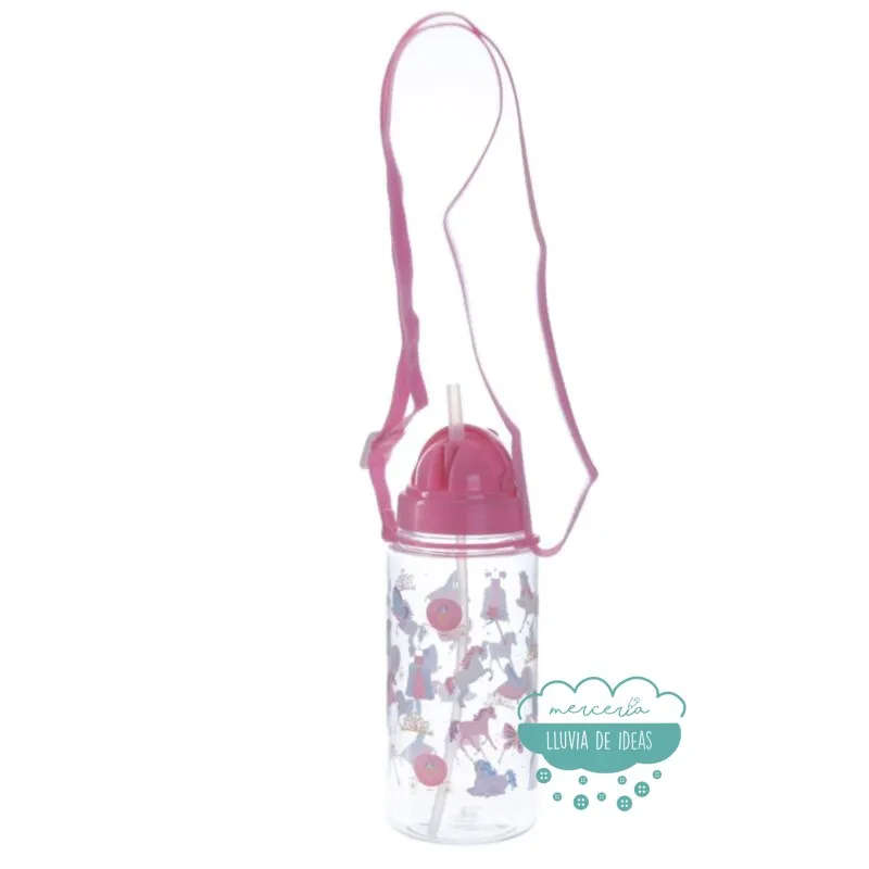 Botella infantil con correa y pajita Unicornios