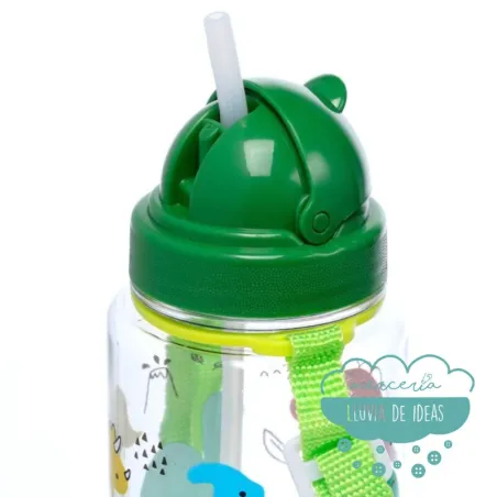 Botella infantil con correa y pajita Dinosaurios