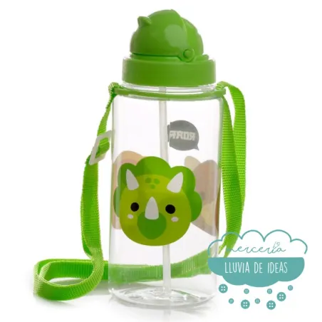 Botella infantil con correa y pajita Dinosaurios ROAR