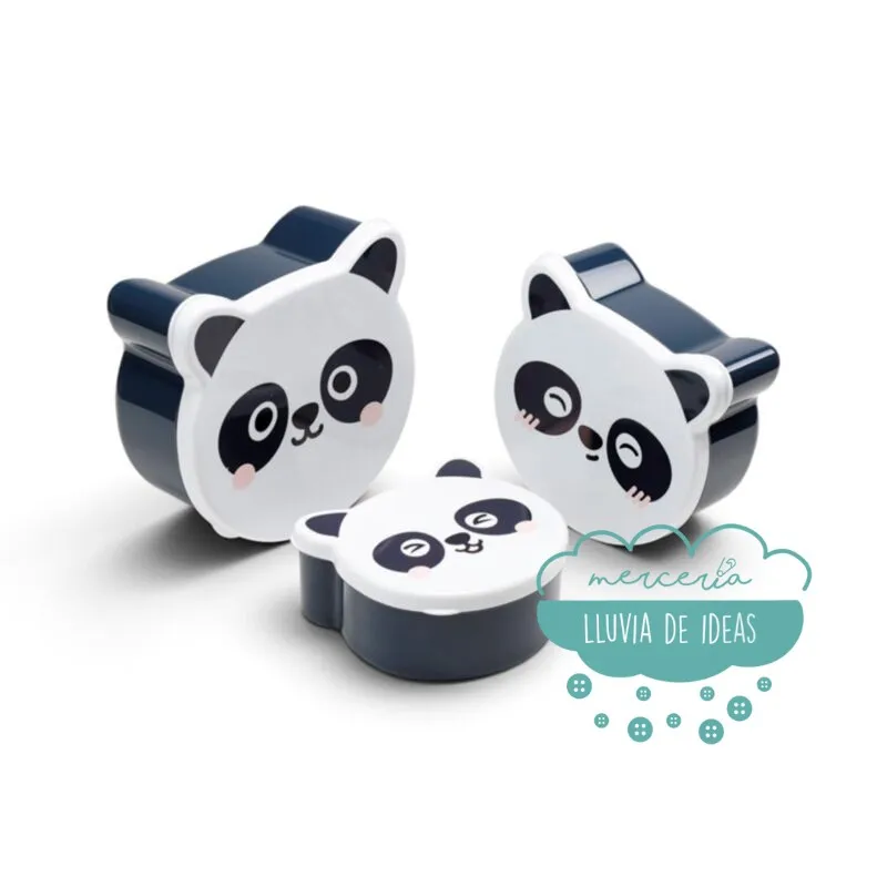 Set de 3 Tuppers infantiles o Fiambreras Panda kawaii