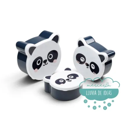 Set de 3 Tuppers infantiles o Fiambreras Panda kawaii
