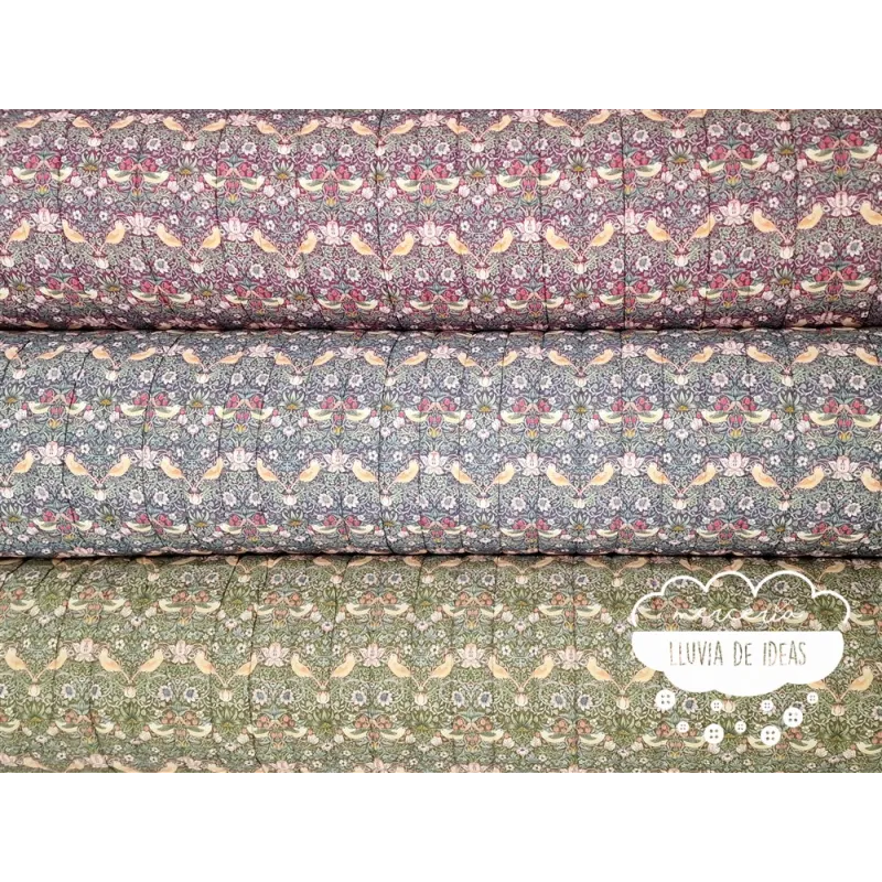 Acolchado reversible Flores y pájaros