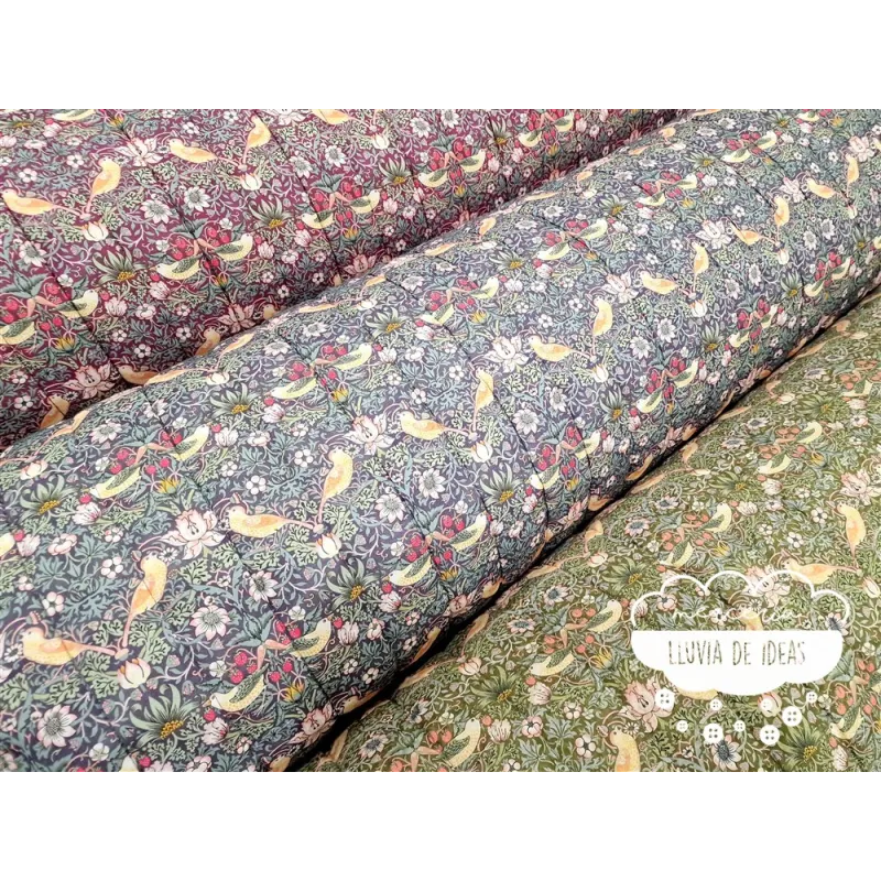 Acolchado reversible Flores y pájaros