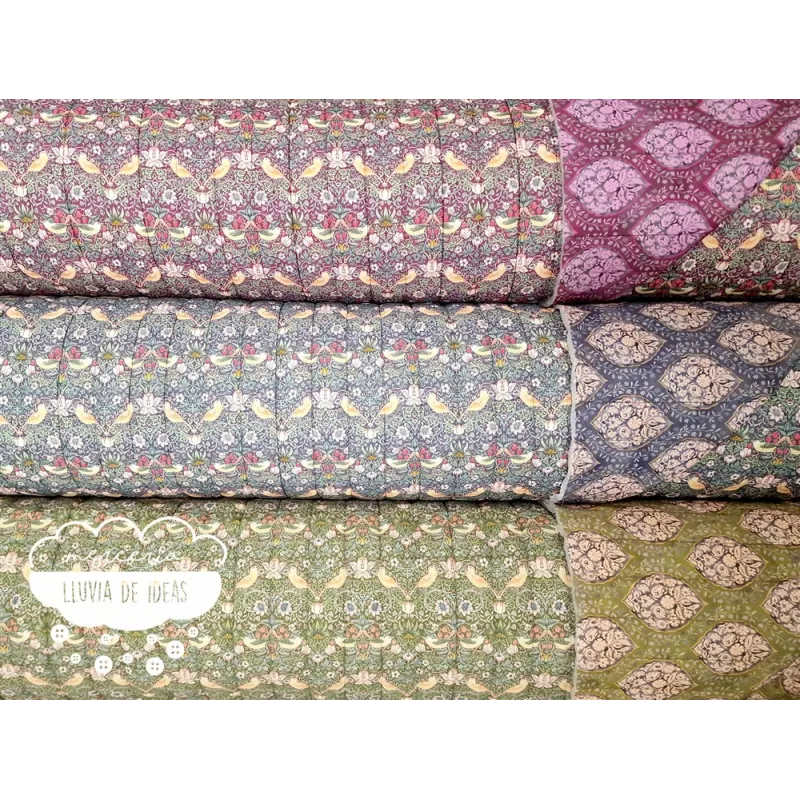 Acolchado reversible Flores y pájaros