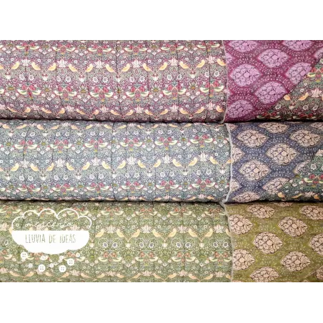 Acolchado reversible Flores y pájaros