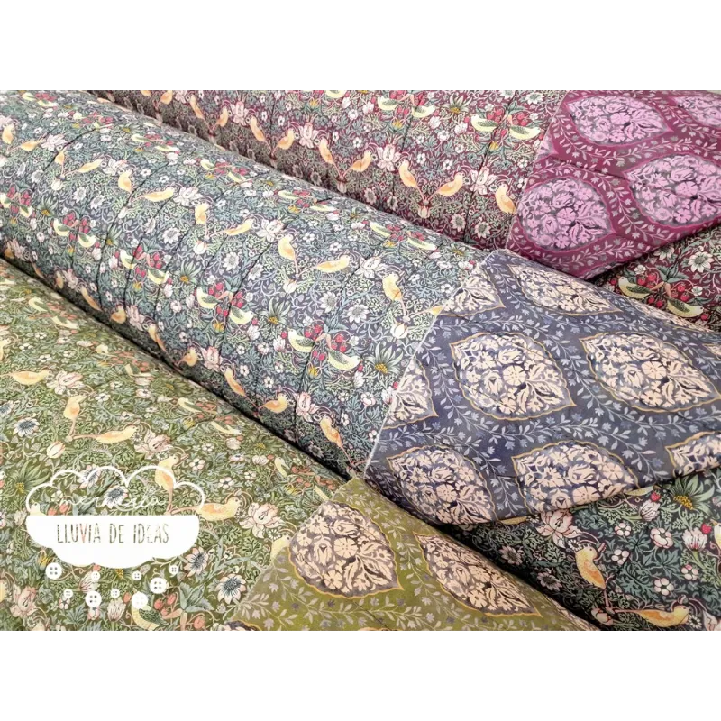 Acolchado reversible Flores y pájaros