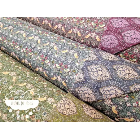 Acolchado reversible Flores y pájaros
